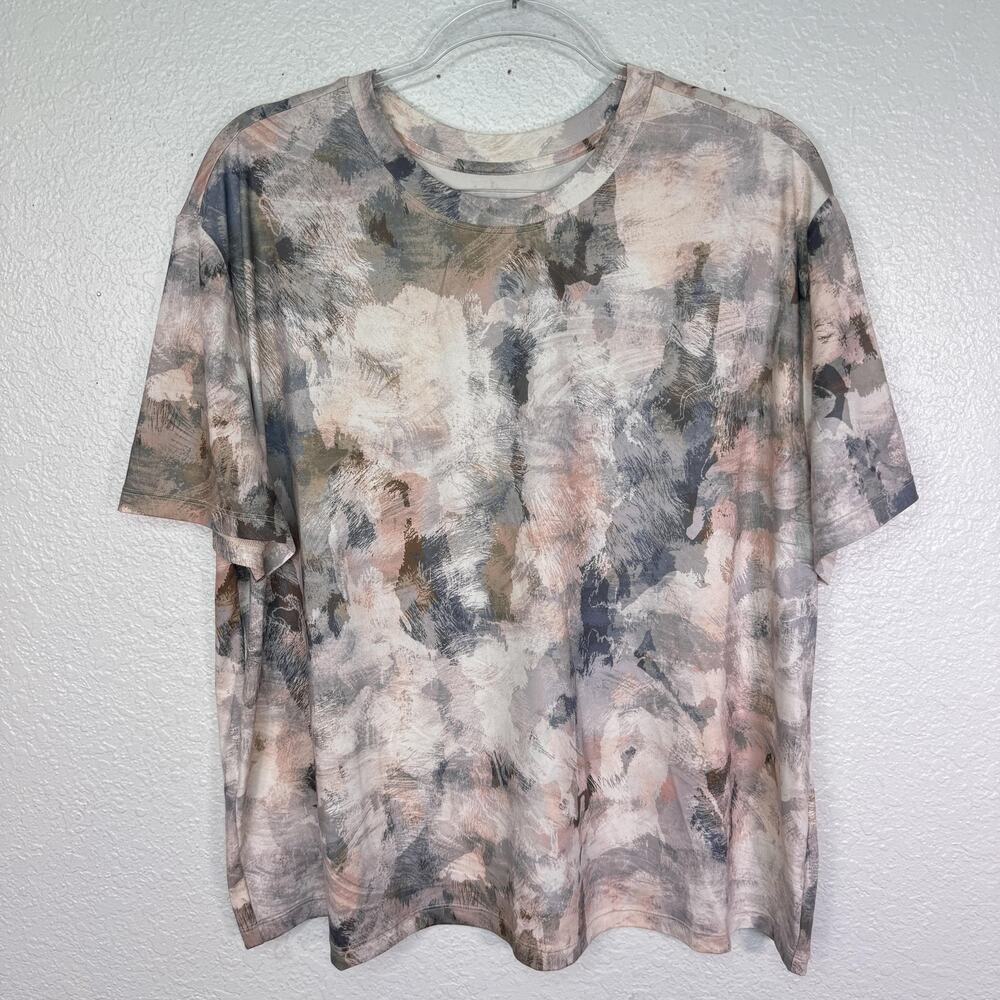 Johnny Was CALME Shirt Womens XL Camo Watercolor Print Lightweight Top Tee